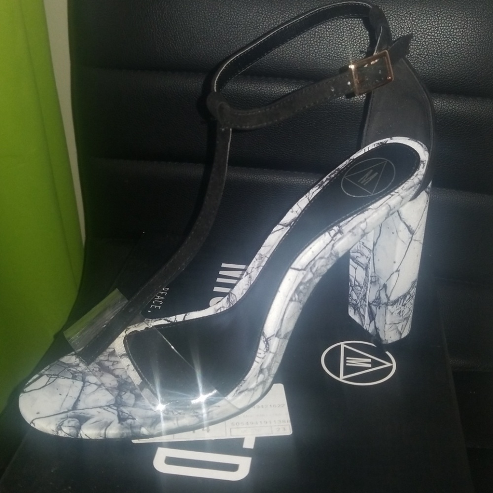 Clear Marbled T strap sandals